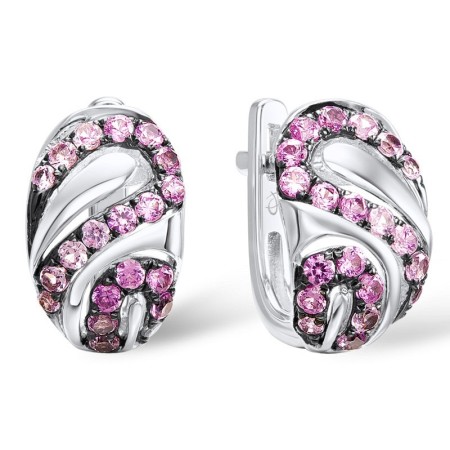 Sterling Silver Earrings Created Pink Sapphire (E307429CPSSL925)