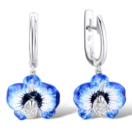 Sterling Silver Earrings Enamel,White Cubic Zirconia (E307460ENA1SL925)