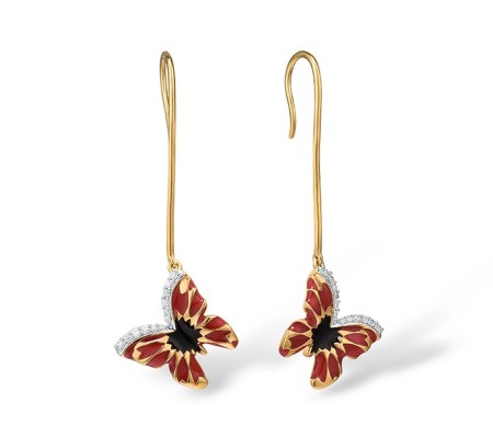 Sterling Silver w/ Yellow Plating Earrings Enamel,White Cubic Zirconia (E307596ENASY925)