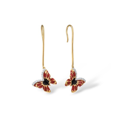 Sterling Silver w/ Yellow Plating Earrings Enamel,White Cubic Zirconia (E307596ENASY925)