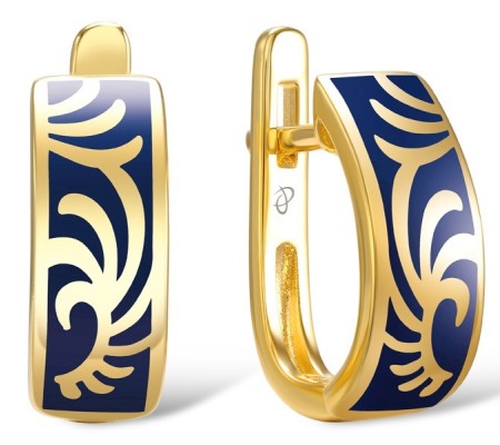 Sterling Silver w/ Yellow Plating Earrings Enamel (E307637ENA1SY925)