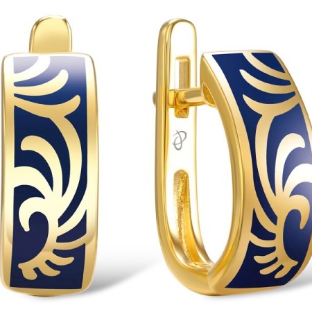 Sterling Silver w/ Yellow Plating Earrings Enamel (E307637ENA1SY925)