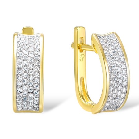 Sterling Silver w/ IONIC YELLOW PLATING Earrings White Cubic Zirconia (E307698WCZSP925)