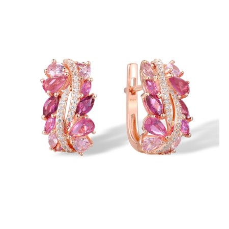 Sterling Silver w/ Rose Plating Earrings Created Pink Sapphire,Pink Cubic Zirconia,Pink Glass,Red Nano Crystal,White Cubic Zirconia (E307742MUL1SR925)