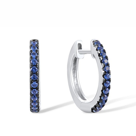 Sterling Silver w/ Black White Plating Earrings Blue Nano Cubic Zirconia (E307778BNZSK925)
