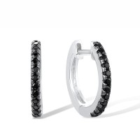 Sterling Silver w/ Black White Plating Earrings Black spinel (E307778BSNSK925)