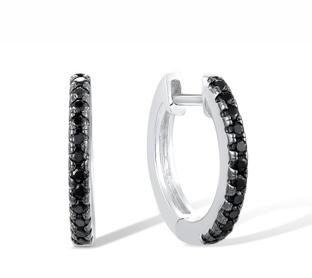 Sterling Silver w/ Black White Plating Earrings Black spinel (E307778BSNSK925)