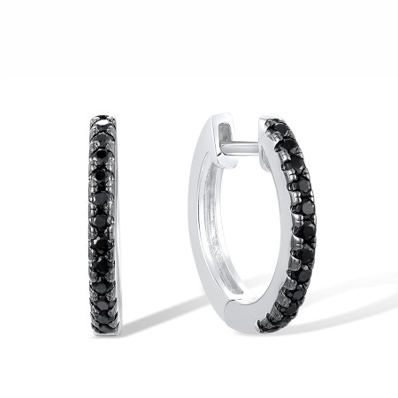 Sterling Silver w/ Black White Plating Earrings Black spinel (E307778BSNSK925)