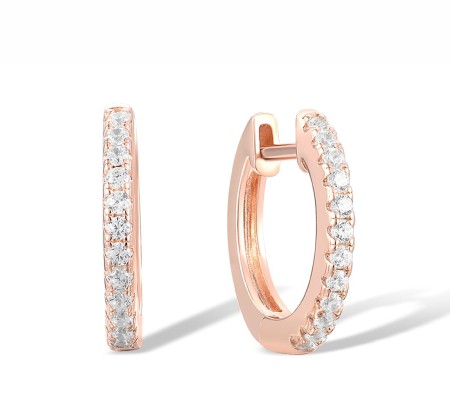 Sterling Silver w/ Rose Plating Earrings White Cubic Zirconia (E307778WCZSR925)