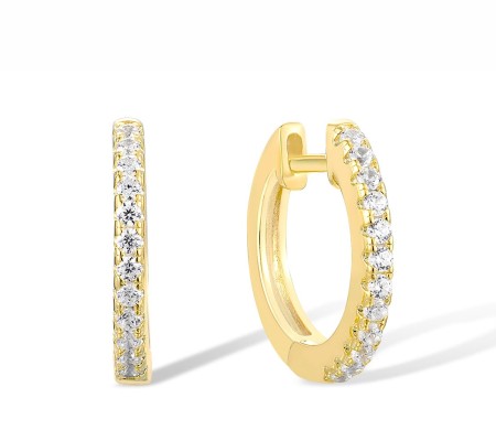 Sterling Silver w/ Yellow Plating Earrings White Cubic Zirconia (E307778WCZSY925)