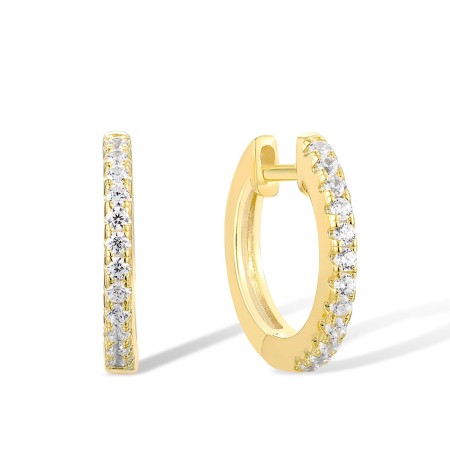 Sterling Silver w/ Yellow Plating Earrings White Cubic Zirconia (E307778WCZSY925)