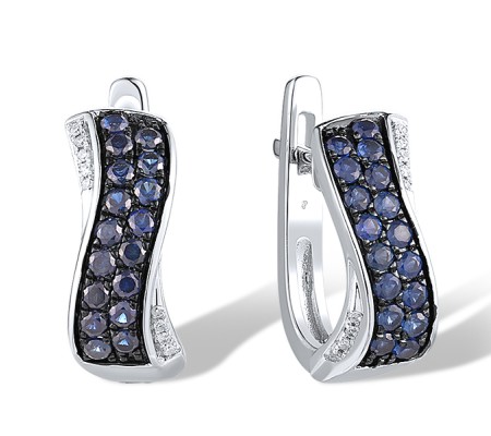 14KWB Earrings Blue Sapphire,Diamond (E307796SAP14KWB)