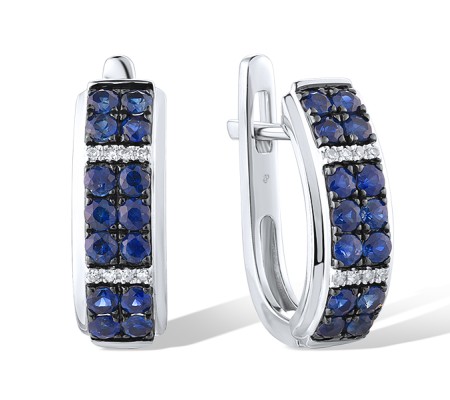 14KWB Earrings Blue Sapphire,Diamond (E307798SAP14KWB)