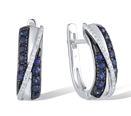 14KWB Earrings Blue Sapphire,Diamond (E307803SAP14KWB)