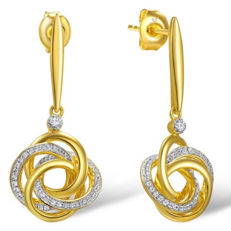 Sterling Silver w/ Yellow Plating Earrings White Cubic Zirconia (E307917WCZSY925)