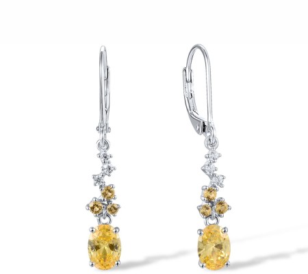 Sterling Silver Earrings White Cubic Zirconia,Yellow Cubic Zirconia,Yellow Nano Cubic Zirconia (E307933AYNWZSL925)