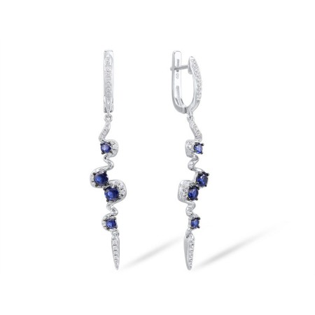 Sterling Silver Earrings Blue Nano Cubic Zirconia,White Cubic Zirconia (E308058BZZSL925)