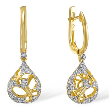 Sterling Silver w/ Yellow Plating Earrings White Cubic Zirconia (E308063WCZSY925)