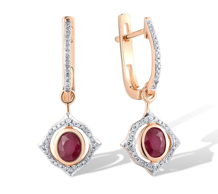 14KRW Earrings Diamond,Ruby (E308071RUY14KRW)