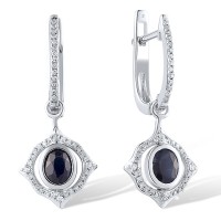14KW Earrings Blue Sapphire,Diamond (E308071SAP14KW)