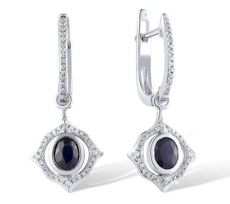 14KW Earrings Blue Sapphire,Diamond (E308071SAP14KW)
