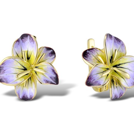 Sterling Silver w/ Yellow Plating Earrings Enamel (E308088ENA1SY925)