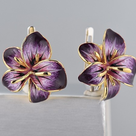 Sterling Silver w/ IONIC YELLOW PLATING Earrings Enamel (E308088ENA4SP925)