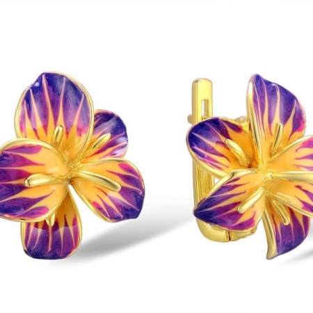 Sterling Silver w/ Yellow Plating Earrings Enamel (E308088ENASY925)