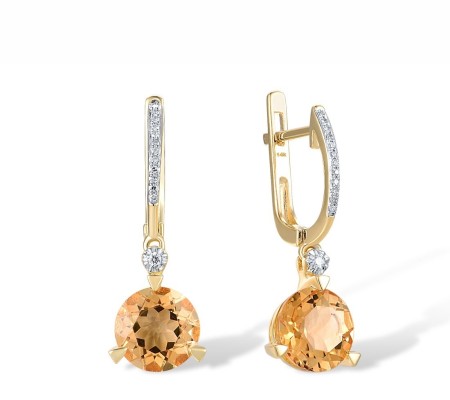 14KYW Earrings Citrine,Diamond (E308093CIT14KYW)