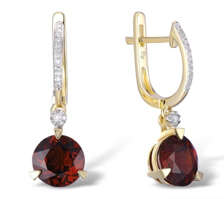 14KYW Earrings Diamond,Garnet (E308093GAN14KYW)