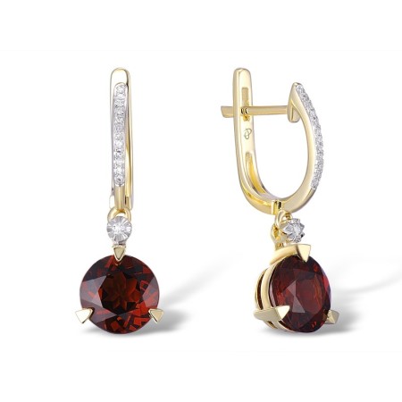 14KYW Earrings Diamond,Garnet (E308093GAN14KYW)