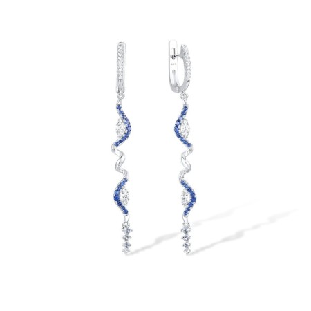 Sterling Silver Earrings Blue Nano Cubic Zirconia,Blue Spinel,White Cubic Zirconia (E308140BNBZSL925)