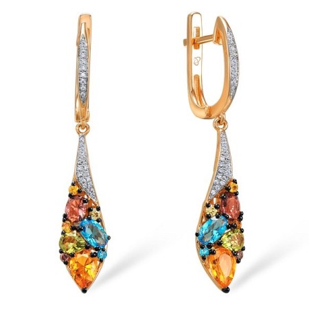 Sterling Silver w/ Rose Plating Earrings Blue Cubic Zirconia,Blue Glass,Green Glass,Green Nano Cubic Zirconia (Per,Orange Glass,Purple Glass,Rhodolite Garnet Cubic Zirconi,White Cubic Zirconia,Yellow Nano Cubic Zirconia (Ci (E308208MULSR925)