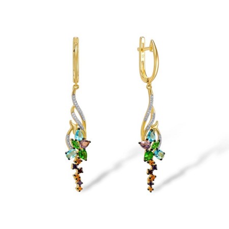 Sterling Silver w/ Yellow Plating Earrings Amethyst Cubic Zirconia,Blue Glass,Garnet Nano Spinel,Green Glass,Purple Glass,White Cubic Zirconia,Yellow Cubic Zirconia,Yellow Nano Cubic Zirconia (Ci (E308209MULSY925)