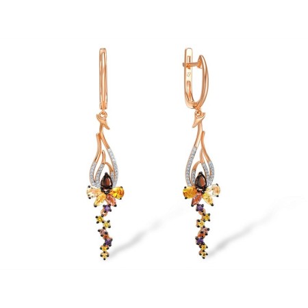 Sterling Silver w/ Rose Plating Earrings Amethyst Cubic Zirconia,Garnet Nano Spinel,Orange Glass,Purple Glass,Rhodolite Garnet Cubic Zirconi,White Cubic Zirconia,Yellow Glass,Yellow Nano Cubic Zirconia (Ci (E308210MULSR925)