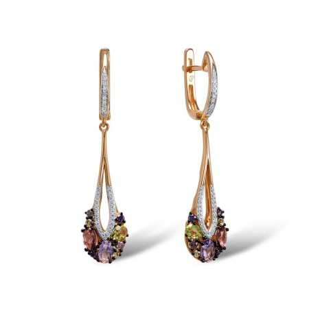 Sterling Silver w/ Rose Plating Earrings Amethyst Cubic Zirconia,Green Glass,Green Nano Cubic Zirconia (Per,Purple Glass,Rhodolite Garnet Cubic Zirconi,White Cubic Zirconia (E308211MULSR925)