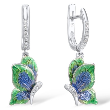 Sterling Silver Earrings White Cubic Zirconia,Enamel (E308265ENASL925)