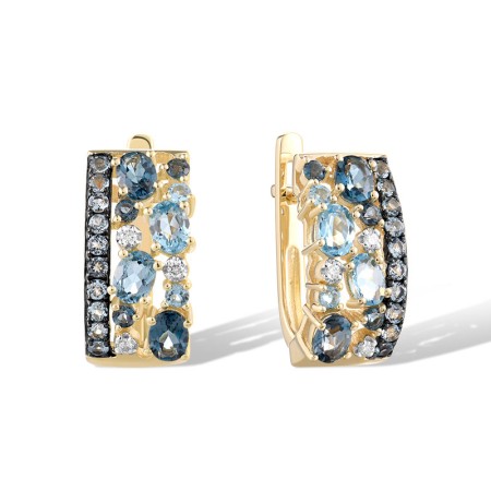 14K1YWB Earrings Blue Topaz (Swiss Blue),Diamond,London Blue Topaz (E308287BLL14K1YWB)