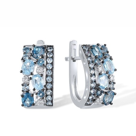 14KWB Earrings Blue Topaz (Swiss Blue),Diamond,London Blue Topaz (E308287BLL14KWB)