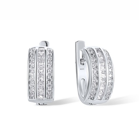 Sterling Silver Earrings White Cubic Zirconia (E308370WCZSL925)