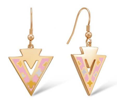 Brass w/ Rose Gold Plating Earrings Enamel (E308379ENA1BRR)