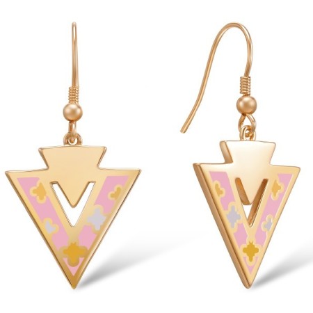 Brass w/ Rose Gold Plating Earrings Enamel (E308379ENA1BRR)