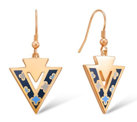 Brass w/ Rose Gold Plating Earrings Enamel (E308379ENA2BRR)