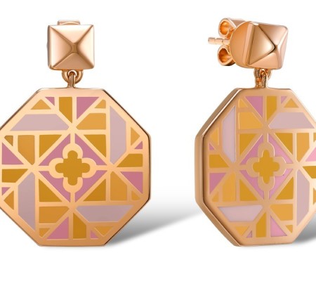 Brass w/ Rose Gold Plating Earrings Enamel (E308381ENA1BRR)