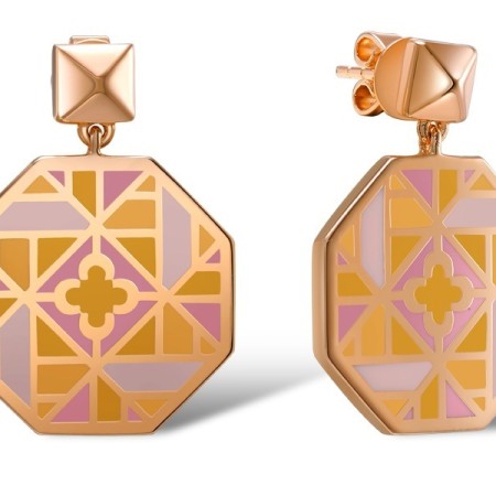 Brass w/ Rose Gold Plating Earrings Enamel (E308381ENA1BRR)