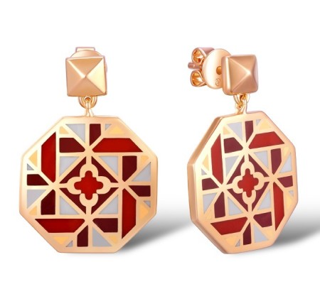 Brass w/ Rose Gold Plating Earrings Enamel (E308381ENA2BRR)