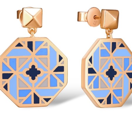 Brass w/ Rose Gold Plating Earrings Enamel (E308381ENABRR)