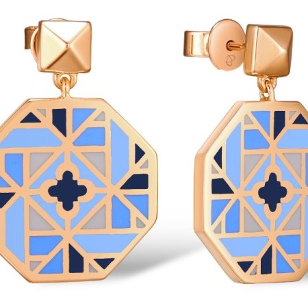 Brass w/ Rose Gold Plating Earrings Enamel (E308381ENABRR)