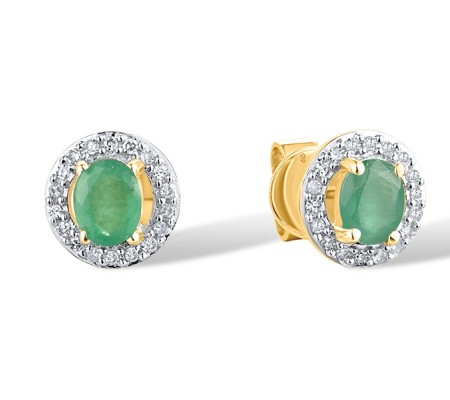 14KYW Earrings Diamond,Emerald (E308494AEMR14KYW)
