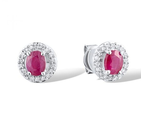 14KW Earrings Diamond,Ruby (E308494ARUY14KW)